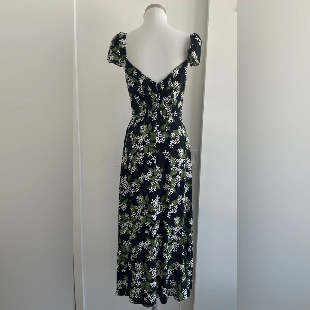 Reformation Baxley Floral Print Crepe De Chine Midi Dress Size 4